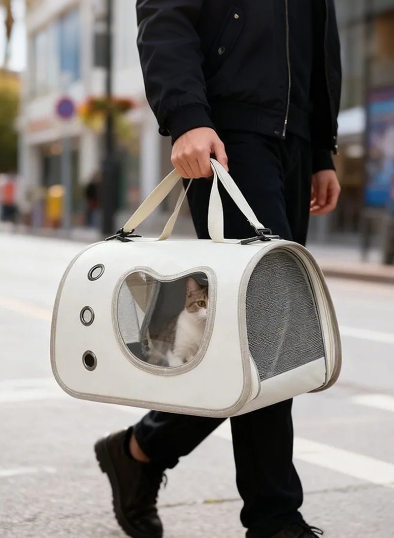 Portable pet carrier bag, cute cat pattern, foldable, lightweight and breathable, dark gray - Image 3